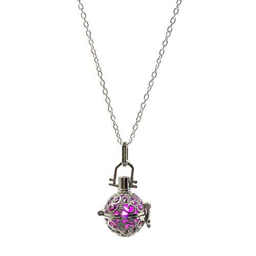 UMBRELLALABORATORY Steampunk FIRE Necklace - Pendant Glow Locket - Great Gifts for women, Mother, Father, cute magical Jewelry - color: Pink