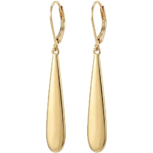 Leverback Dangle Drop Earrings for Women, Hypoallergenic Lightweight Minimalist Jewelry, Fashion Gift for Her, Birthday Anniversary - color: B-Gold