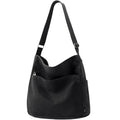 KALIDI Canvas Tote Bag Large Hobo Crossbody Shoulder Handbag Zipper Messenger Bag for Women or Men Casual College Work - color: Black