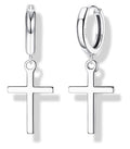 MILACOLATO 925 Sterling Silver Hoop Earrings for Women 18K Gold/Rhodium Plated Drop Dangle Hoop Earrings with Charms Cross Spike Moon Star Paperclip Link Statement Earrings Convertible Link Huggie Earrings Hypoallergenic - color: Silver Tone : Hoop with D