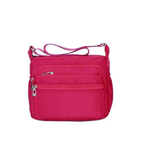 NOTAG Crossbody Bag for Women Waterproof Shoulder Bag Messenger Bag Casual Nylon Purse Handbag - color: Pink-l