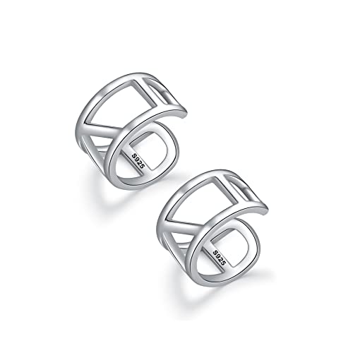 CHIC & ARTSY 925 Sterling Silver Ear Cuffs for Women, Non Piercing Clip On Cartilage Cuffs, Adjustable Fake Conch & Helix Earrings, Gold Plated & Oxidized Various Styles - color: ear cuff #31
