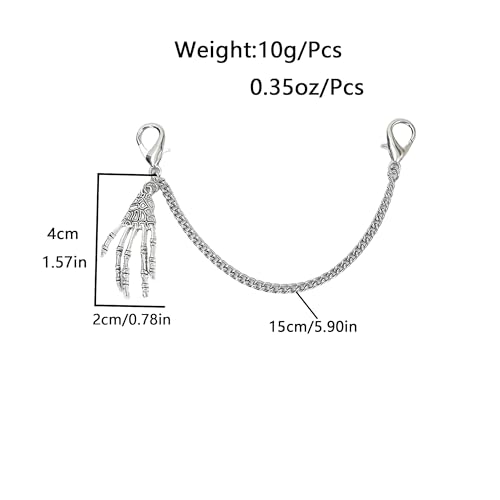 Nojess 2Pcs Punk Goth Shoe Chains Skull Boot chains Skeleton Hand Shoe Charms Shoes Sneakers Martin Boots Accessories Stuff - style: Skeleton Hand Chain