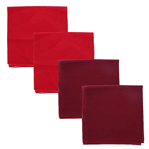 Motique Accessories Solid Color Bandana - Set of 4 - color: Burgundy Red