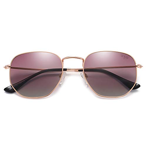 SOJOS Square Polarized Sunglasses for Women Men Small Hexagonal Polygon Shades SJ1072 - color: Purple