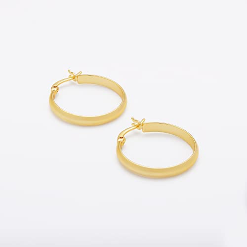 Amazon Essentials 14K Gold or Sterling Silver Plated Polished Dome Hoop - color: Yellow Gold, size: 25 mm