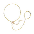 BAYLAY Hand Chain Bracelet, 14K Gold Plated Ring Bracelet Hand Chain Dainty Gold Bracelet for Women Trendy Finger Ring Slave Bracelets Hand Jewelry for Women Summer Beach Boho Gifts Trendy Stuff - color: Lips