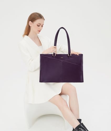 LOVEVOOK Laptop Bag for Women 15.6 Inch Tote Bags Waterproof Leather Briefcase Computer Women Business Office Work Bag,Mulberries Purple - color: Mulberries Purple 15.6 Inch, size: 15.6 inch
