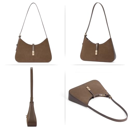 CLUCI Suede Purses for Women, Shoulder Suede Bag with Adjustable Strap, Handbag Hobo Bags - color: B-suede-small