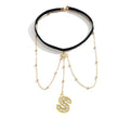 Letter Initial Leg Chain Thigh Jewelry for Women Summer Beach Bead Leg Chain Name Elegant Elastic Body Chain Jewelry - color: S