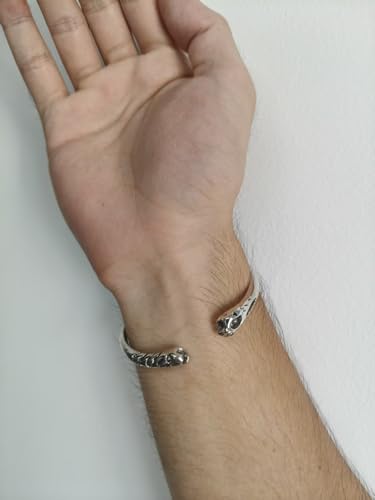 Kim Carrey S925 Sterling Silver Bracelet, Stacked Bracelets Open Bangle Cuff Design, Men's Gift Jewelry for My Man - style: Bone