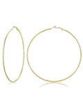 FOCALOOK 14K Gold Plated Lightweight Large Hoops| 2mm Thin Hoop Earrings for Women 30/40/50/70/100mm - color: 01.Gold, size: 100mm