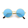 NACHLYNN Round Hippie Sunglasses Metal Border Circle Hippie Glasses UV380 Protection 70s Sunglasses for Men Women Party Favor - color: Blue