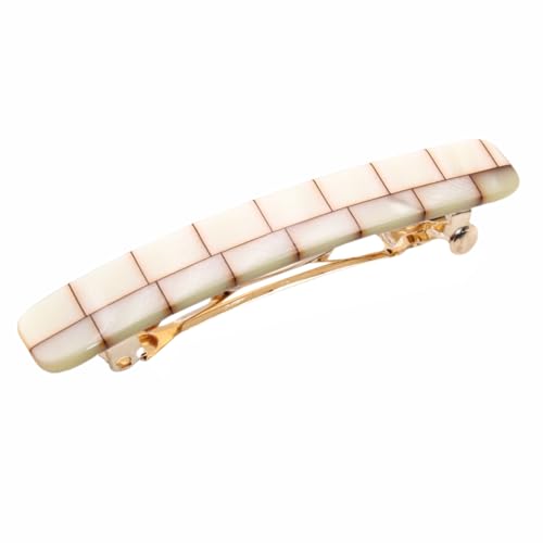 French Amie Small 2 1/4 inch Celluloid Handmade Hair Barrette No Slip Grip Durable Styling Women Hair Accessories Hair Clip for Girls, Made in France(Ivory Brick) - color: Ivory Brick