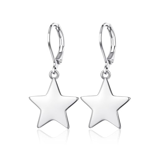 Leverback Earrings Dangle Earrings for Women Dangly Earrings Anniversary Birthday Gifts for Women - style: Star Earrings-Silver