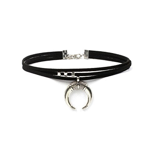 Women Black Moon Crescent Pendant Choker Sexy Rock Handmade Bohe Necklace Women Accessories