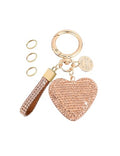 Keychain for Women Girls Bling Heart/Star/Strawberry Key Chain Accessories for Key/Backpack Bag Charm - color: Champagne Heart