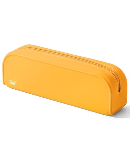 Mr. Pen- Silicone Pencil Case, Aesthetic Pencil Bag for Women, Makeup Pouch | Multifunctional Pouch for Stationery, Cosmetics and Electrical Goods Storage - color: Golden Honey