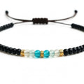 Anklets for Women, Handmade Colorful Beaded Adjustable Gemstone Anklet, Colorful Small Beads Hippie Foot Jewelry, Ankle Bracelet, Boho Style Waterproof, Gift Set with Box & Ribbon - color: Black