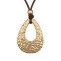 Kelake Leather Necklace for Women Men Teen Vinatge Boho Alloy Pendant Choker Jewelry Fashion Sweater Necklaces with Adjustable Genuine Leather Chain - color: Gold Pear-shaped Pendant
