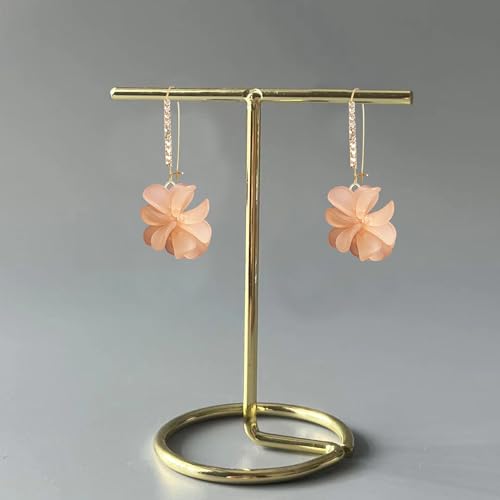 Boho Flower Dangle Earrings for Women Long Drop Resin Acrylic Tiered Petal Statement Earrings Handmade Lightweight Vintage Floral Chunky Drop Jewelry - color: Light Orange