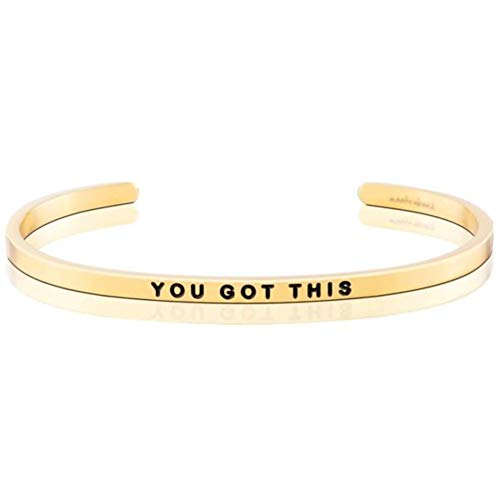 MantraBand - Mantra Band Bracelet - Gold color - Inspirational Engraved Adjustable Cuff - Gifts for Women, Sisters, Friends, Family - style: YOU GOT THIS