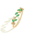Dainty Rings Open Adjustable Ring Leaf Ring for Women Dainty Stackable Rings for Women - color: Green