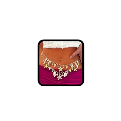 ELABEST Seashell Belt Shell Body Chain Starfish Waist Chain Bikini Beach Belly Chains for Women - style: Starfish-2