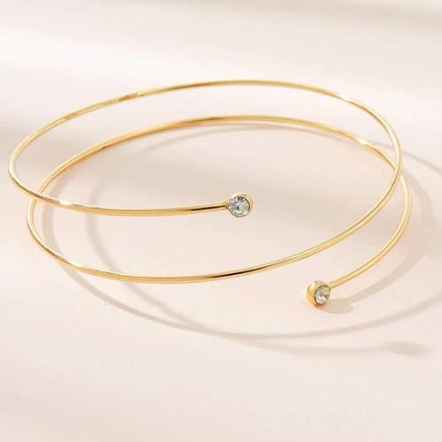 Long tiantian Gold Arm Cuff Upper for Women Bangle Bracelets Upper Arm Cuff Bracelet Trendy Armband Beach Jewelry Trendy Stuff Gifts - color: B7:gold Arm Cuff