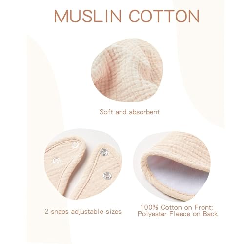Konssy Muslin Baby Bibs 8 Pack Baby Bandana Drool Bibs Cotton for Unisex Boys and Girls, Soft Absorbent Set for Teething and Drooling - color: Terracotta