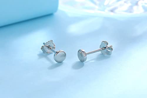 925 Sterling Silver Dot Stud Earrings | Small Simple Round Disc Stud Earrings | Tiny Flat Circle Hypoallergenic Cartilage Tragus Piercing Earrings Gifts for Women Men 2mm 3mm 4mm 5mm - color: #8 white gold-2/3/4/5mm