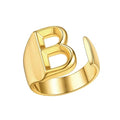 FindChic Customizable Initial Ring Statement 18K Gold Plated Fashion Cuff Rings for Women Alphabet Letter A to Z Resizable Knuckle Ring (with Gift Box) - color: B