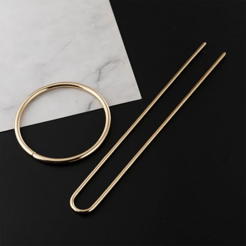 UKCOCO 4 Sets U-shaped Metal Hair Fork Hairpin for Women Smooth Double-prong Hair Stick Bun Holder Gold and Silver Styling
