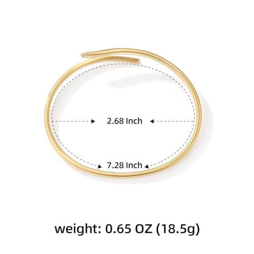 BE & CHEERY Gold Bangle Bracelet for Women, 14k Gold Plated Open Bangle, Stackable Stainless Steel Cuff Bracelets, Chunky Fashion Jewelry for Women, Trendy Elegant Design Bangle as Gifts - style: Crossover