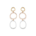 Bohemian Boho Round Circle Hoop Dangle Drop Earrings for Women – Delicate – Hammer Texture – Matte Plated – with Gift Box Included - style: MATTE SILVER, GOLD, & ROSE GOLD THREE TONE - THREE CIRCLE DANGLE