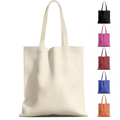 1-200 Pack Available Premium Canvas Reusable Tote Gift Bags,Made of Natural Canvas with Handle,Work,DIY,Shopping(1 Pack) - color: A3-beige