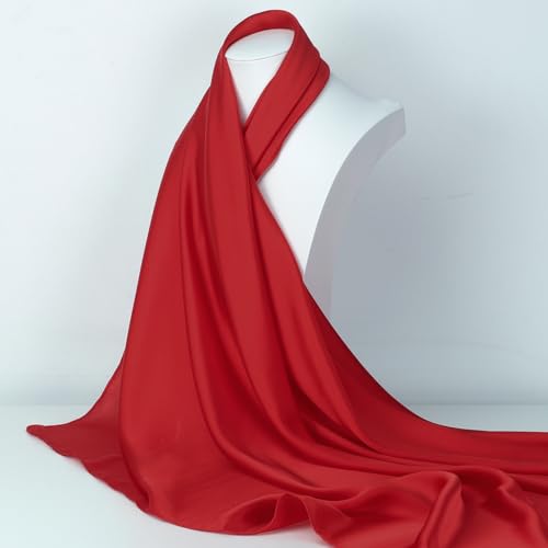 RIIQIICHY 35 Inch Head Scarf for Women Hair Scarf Like Silk Scarf Square Scarf Bandanas for Women - color: Red