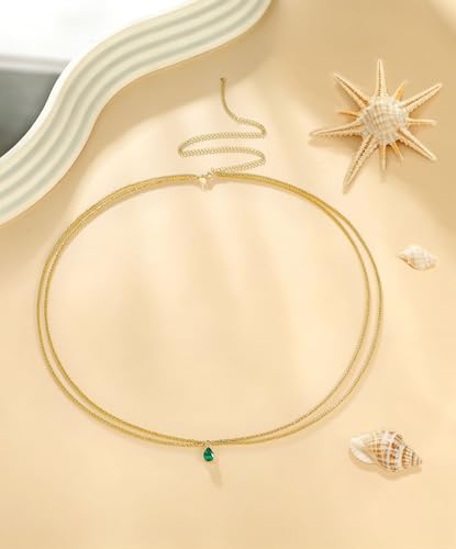 Birthstone Waist Chain for Women 14K Gold Plated Body Chain Adjustable Layered Belly Belt Chains Sparkle Beach Waist Beads Summer Bikini Waterproof Jewelry Accessories for Women Sexy - color: 01. January(Garnet)