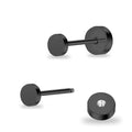 ZDE Women Earrings Flat Back Dot Earrings Titanium Hypoallergenic Cartilage Non-Nickel Earrings Studs for Sensitive Ears Simple Classic 3mm/4mm/5mm/6mm Screw On Stud Earring - color: Black, size: 3MM