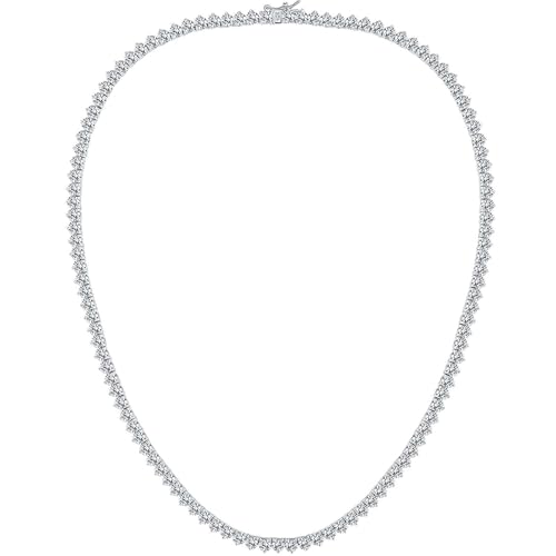 Gemsme 4mm Tennis Necklaces for Women - 3 Prong 18K White Gold Plated Round Cubic Zirconia Classic diamond Tennis Chain, Tennis Necklace for Women and Men, Size 16/18/20/22/24 inch - color: White Gold, size: 20 Inch