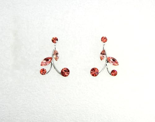 Faship Gorgeous Rhinestone Crystal Floral Necklace Earrings Set - color: Coral
