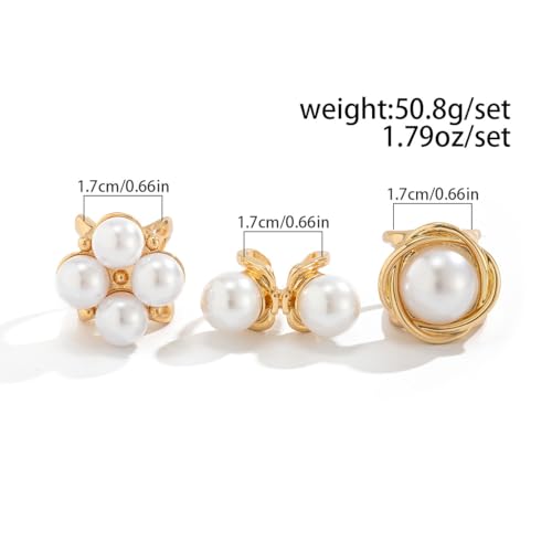 Gold Pearl Rings for Women Chunky Baroque Pearl Ring Open Adjustable Pearls Ring Boho Prom Costumes Jewelry Accessories - color: Silver