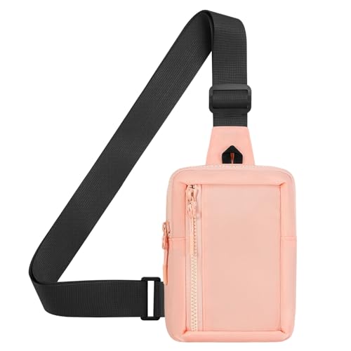 Mini Sling Bag for Men and Women, 7.5 Inch Small Anti Theft Crossbody Sling Backpack Nylon Chest Bag Fanny Pack for Travel Running Hiking (Pink) - color: Pink