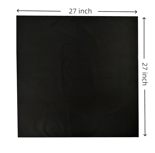 100% Cotton Bandana 27x27 Large Solid Head Scarf for Men Women Thick Opaque Reusable Wrapping Cloth Gift & Lunch - color: Black 6 Pack