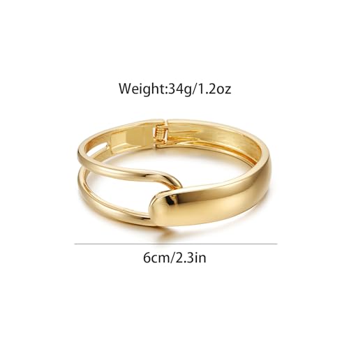 Chunky Gold Bracelet - Tear Drop & Cuff Bracelet - Polished Twisted Hinged Bangle - Wide Wrist Cuff - Irregular Twisted Bangles for Women - color: B gold