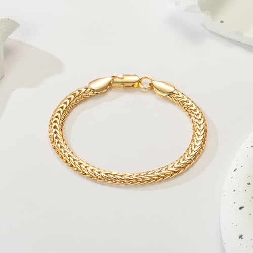 14K Gold Bracelets for Women Mens bracelet Link Foxtail 14K Gold Chain Bracelets for Women Trendy Dainty Bracelets for women 6.5-9in