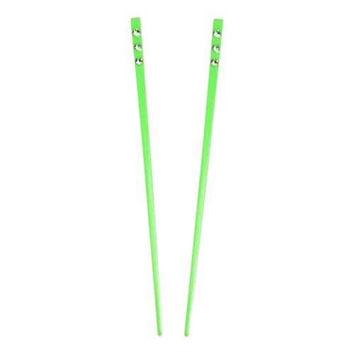 Set of 2 Hair Sticks with 3 Diamonds Chopsticks - Neon Green - color: Neon Green