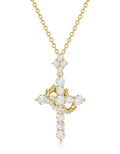 YIMERAIRE Upgraded Moissanite Crown Cross Necklace 14K Gold Vermeil 1.1 Carats Dainty Iced Out Easter Basket Stuffer Cross Jewelry S925 Sterling Silver Simple Gold Christian Faith Moissanite Cross Pendant Necklace For Women - color: 14k Gold Vermeil