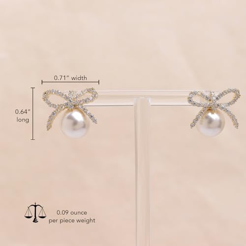 Pearl Earrings for Women, Trendy Dainty Cubic Zirconia Piercing Hypoallergenic CZ Earring Prom Holiday Fashion Jewelry Gift. - color: Gold Pearl