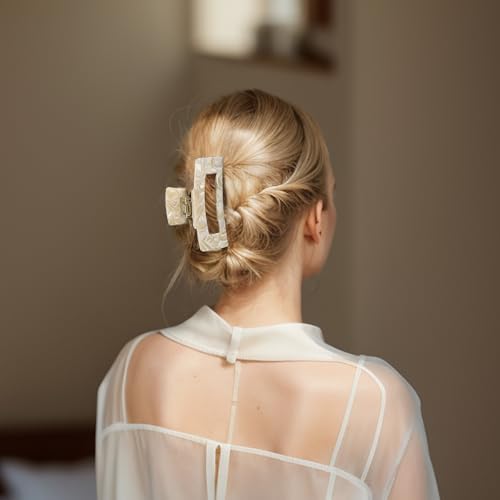 VOCOSTE Hair Caw Clips, Acetic Acid Hair Clips, Tortoise Hair Clips, Large Hair Claw Clips, Hair Barrettes for Women, Beige - color: Beige